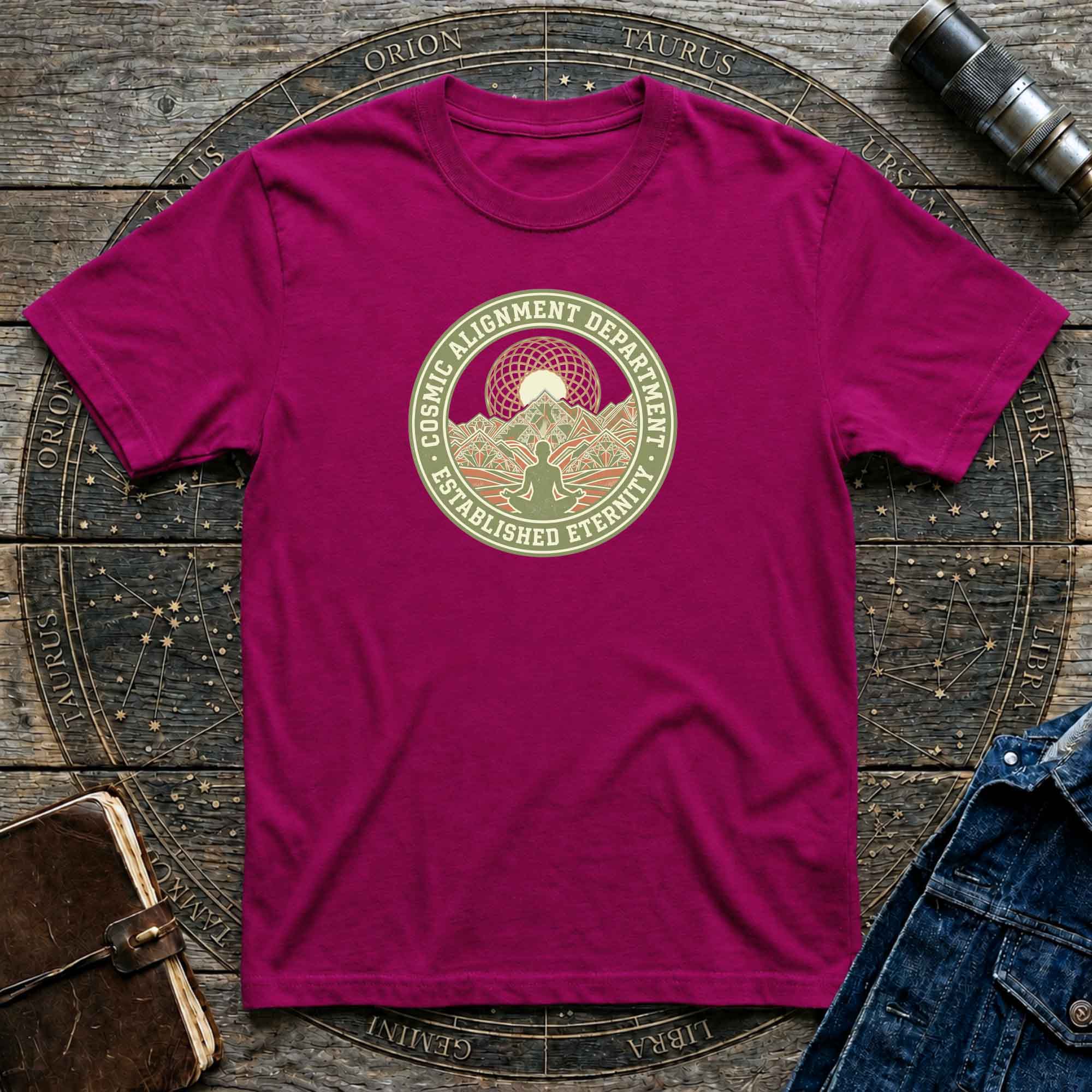 Cosmic Alignment T-Shirt – "Established Eternity" Mountain Meditation Graphic