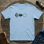 Infinity Wave Eye T-Shirt — Minimalist Soundwave & Green Eye Design