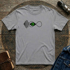 Infinity Wave Eye T-Shirt — Minimalist Soundwave & Green Eye Design
