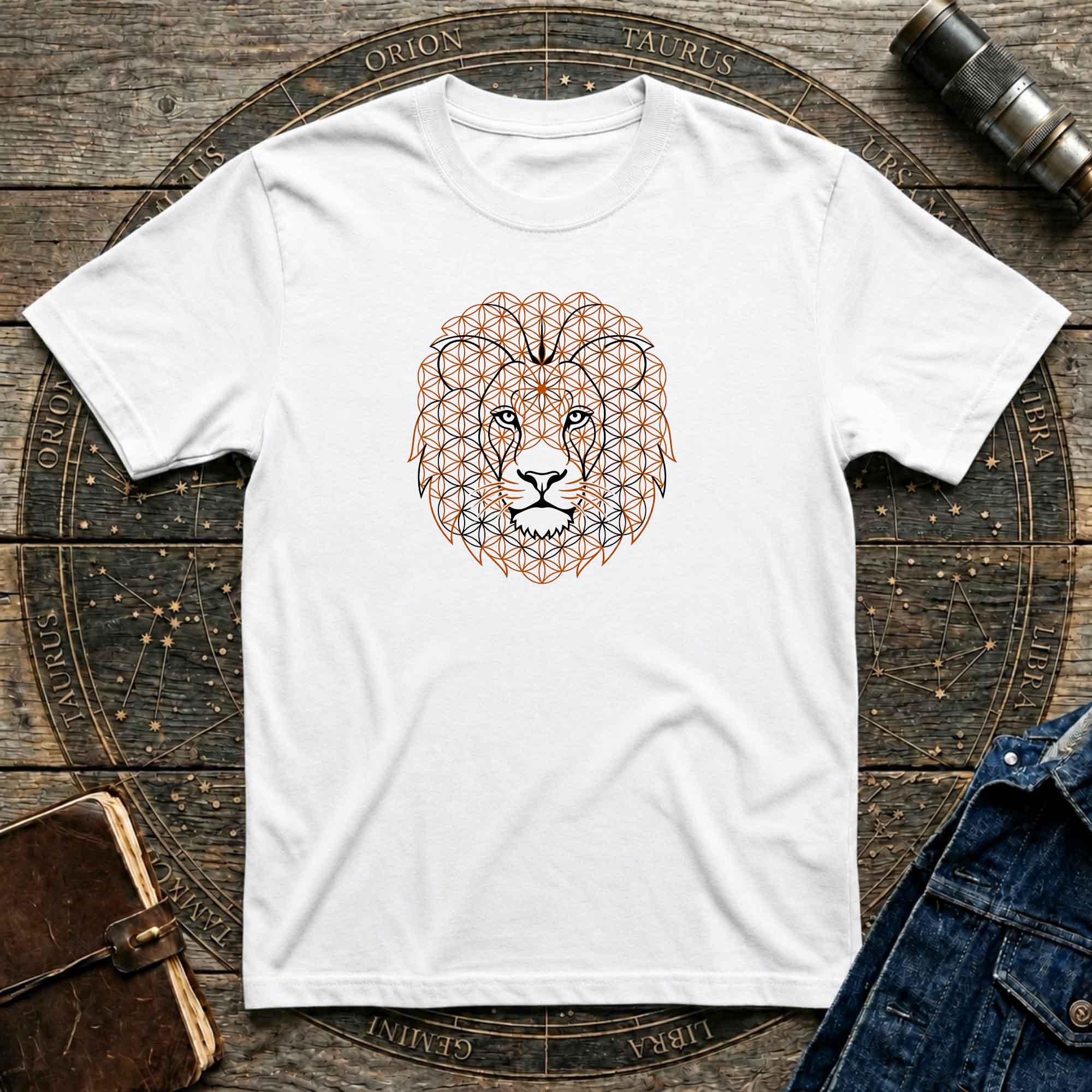 Lion Geometric Tee — Floral Mandala Lion Graphic T-Shirt