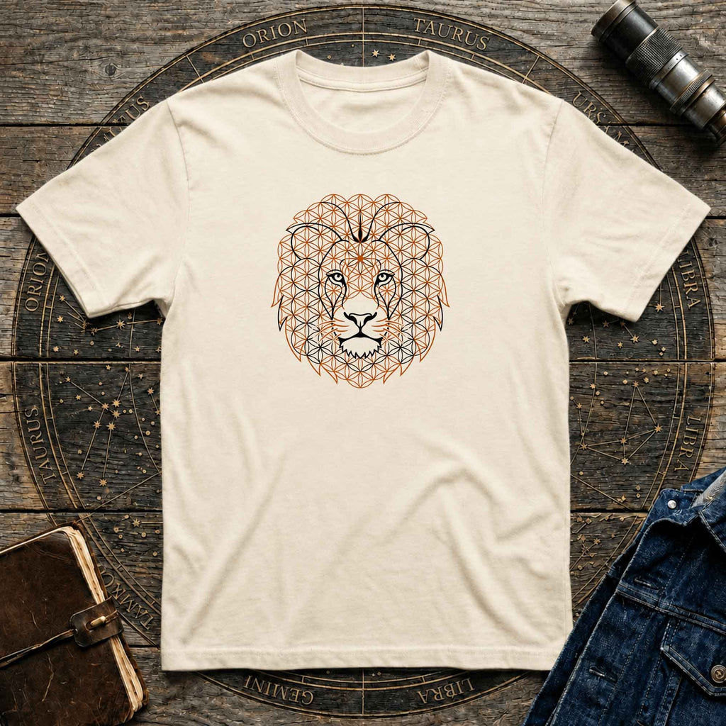Lion Geometric Tee — Floral Mandala Lion Graphic T-Shirt