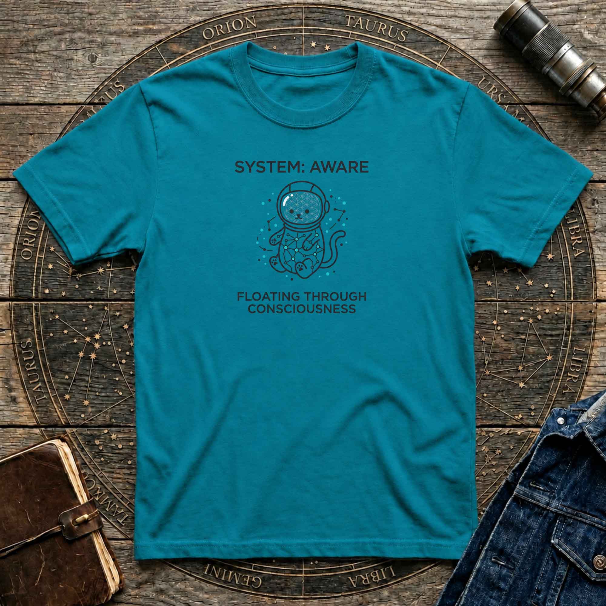 System: Aware Cat Tee — Mindfulness Astronaut Cat T-Shirt
