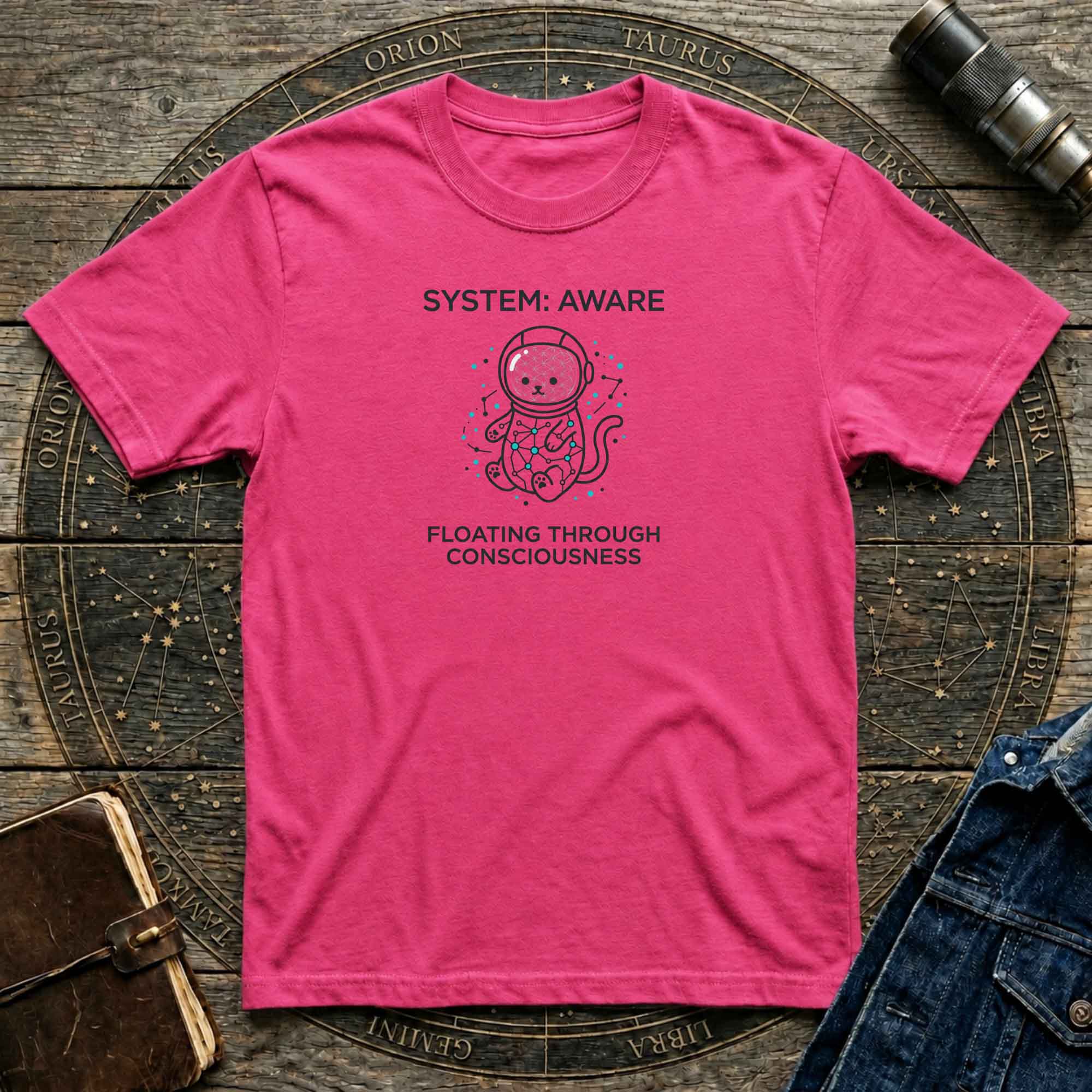 System: Aware Cat Tee — Mindfulness Astronaut Cat T-Shirt