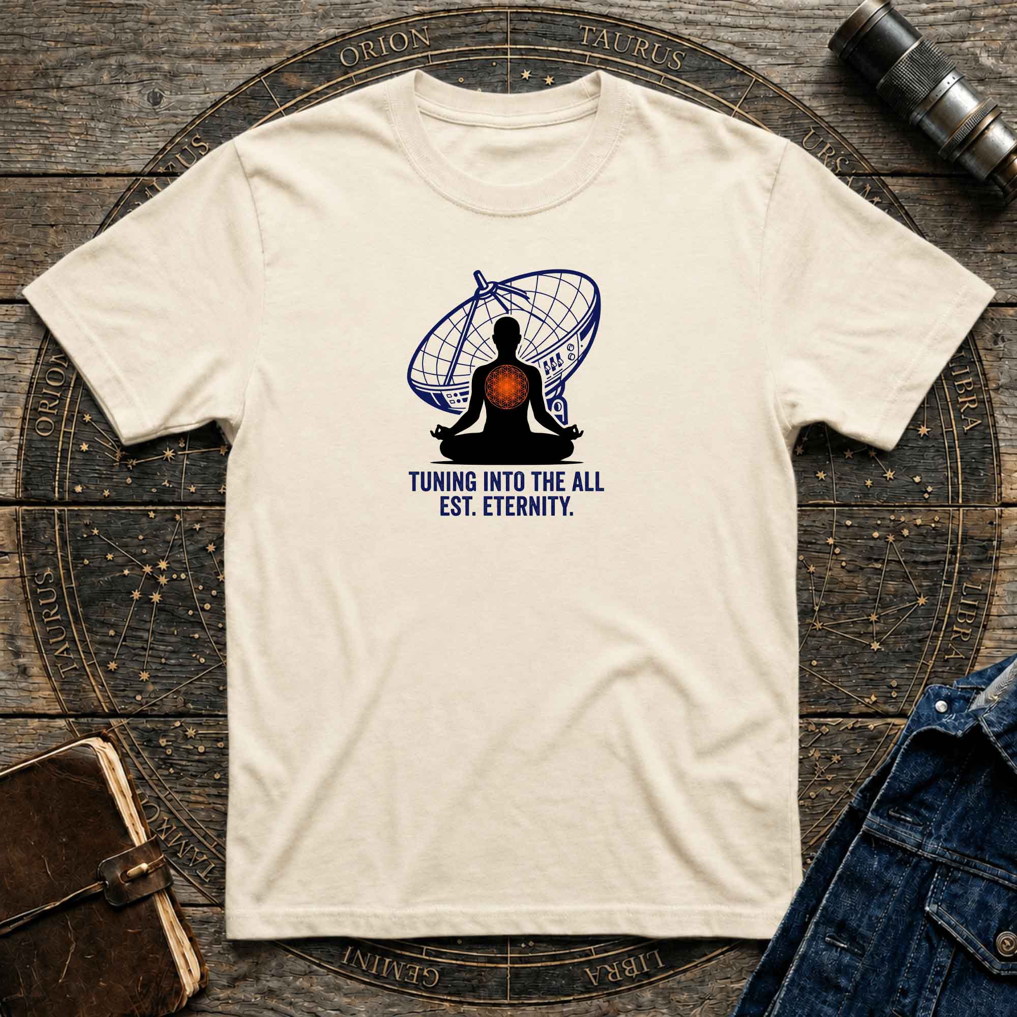 Meditation T-Shirt — "Tuning Into The All" Spiritual Yoga Tee