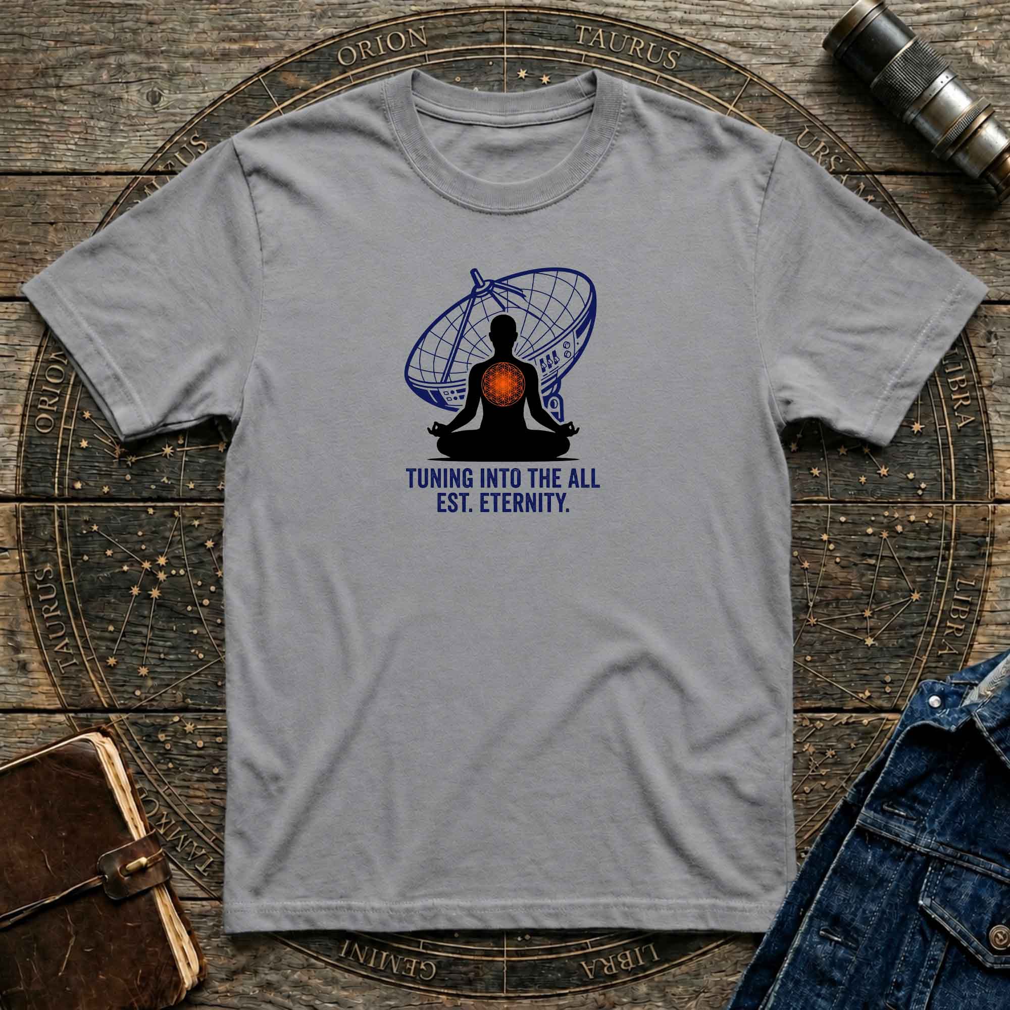 Meditation T-Shirt — "Tuning Into The All" Spiritual Yoga Tee