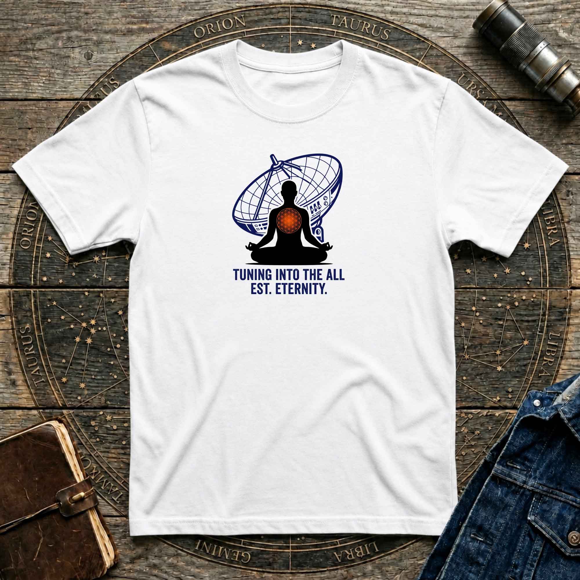 Meditation T-Shirt — "Tuning Into The All" Spiritual Yoga Tee
