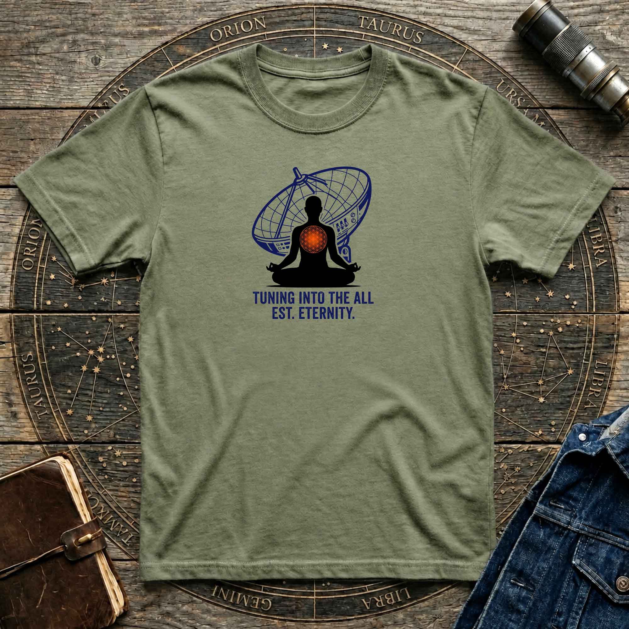 Meditation T-Shirt — "Tuning Into The All" Spiritual Yoga Tee