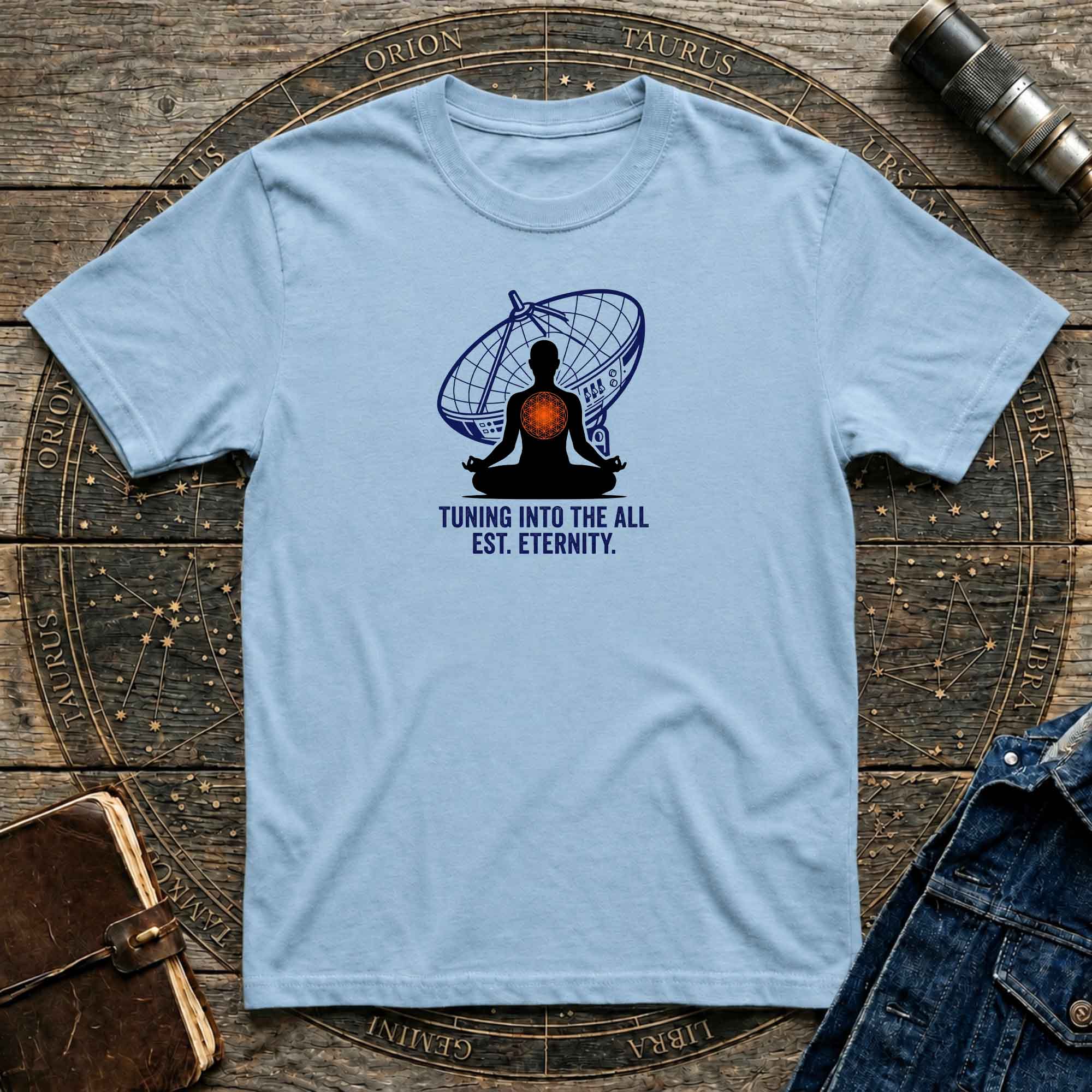 Meditation T-Shirt — "Tuning Into The All" Spiritual Yoga Tee