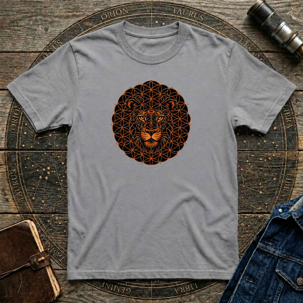 Lion Mandala T-Shirt — Geometric Floral Lion Graphic Tee