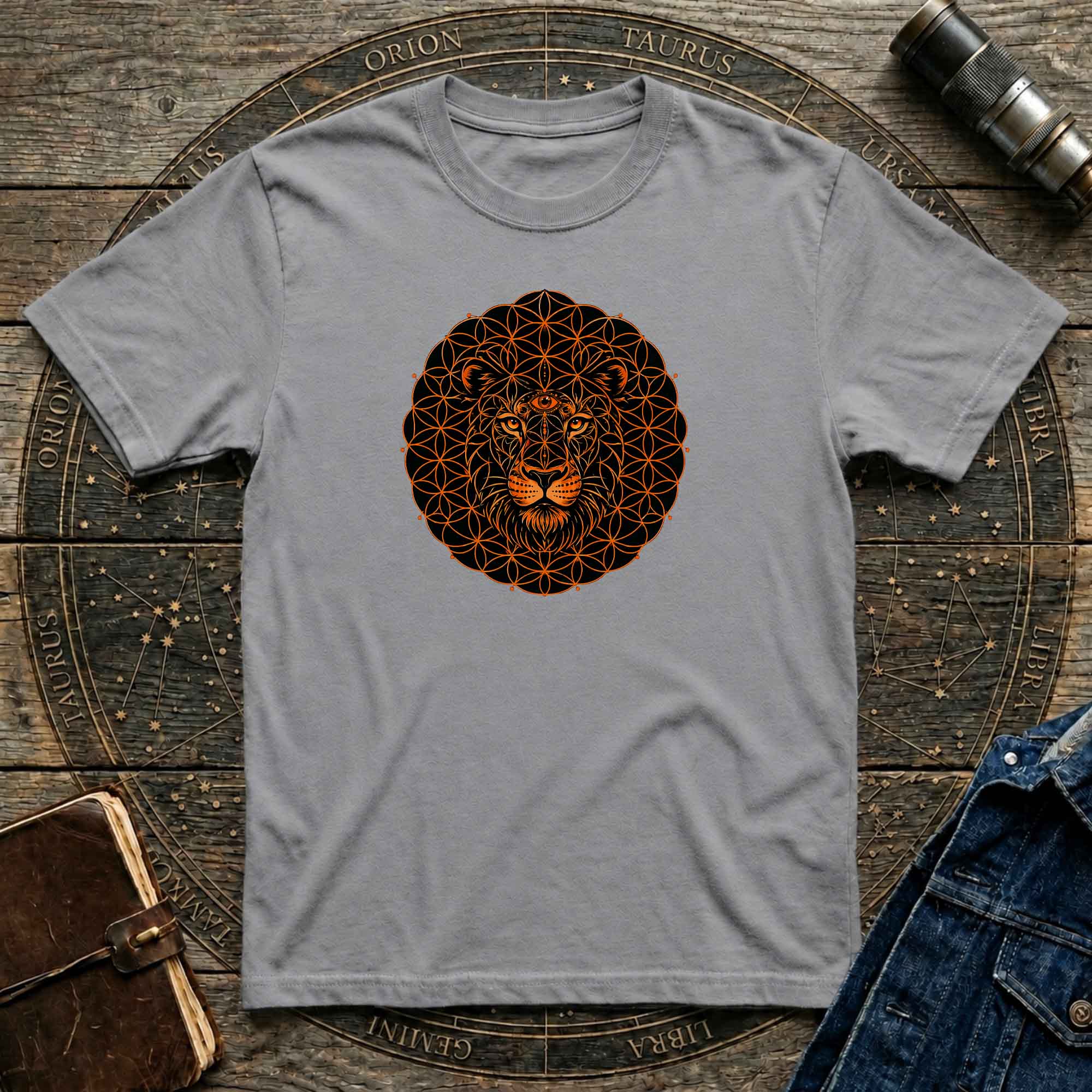 Lion Mandala T-Shirt — Geometric Floral Lion Graphic Tee