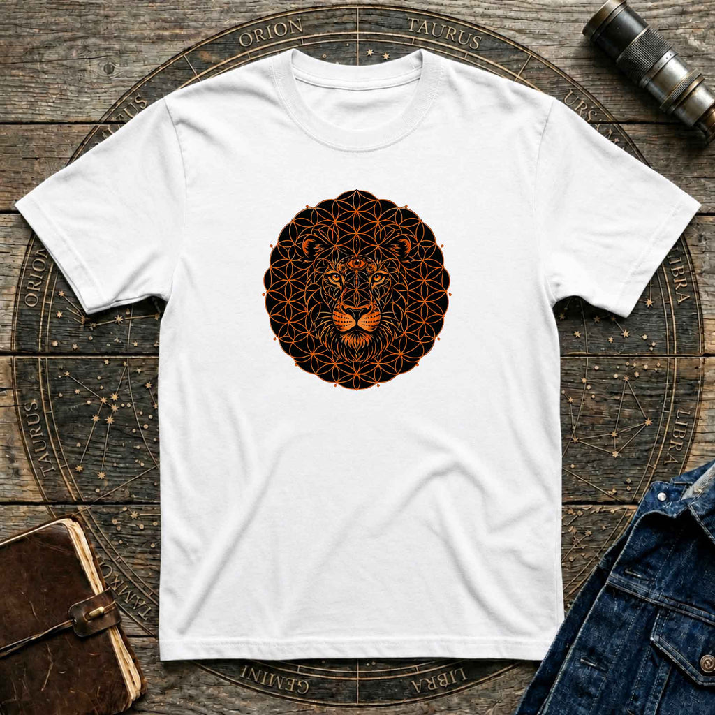Lion Mandala T-Shirt — Geometric Floral Lion Graphic Tee