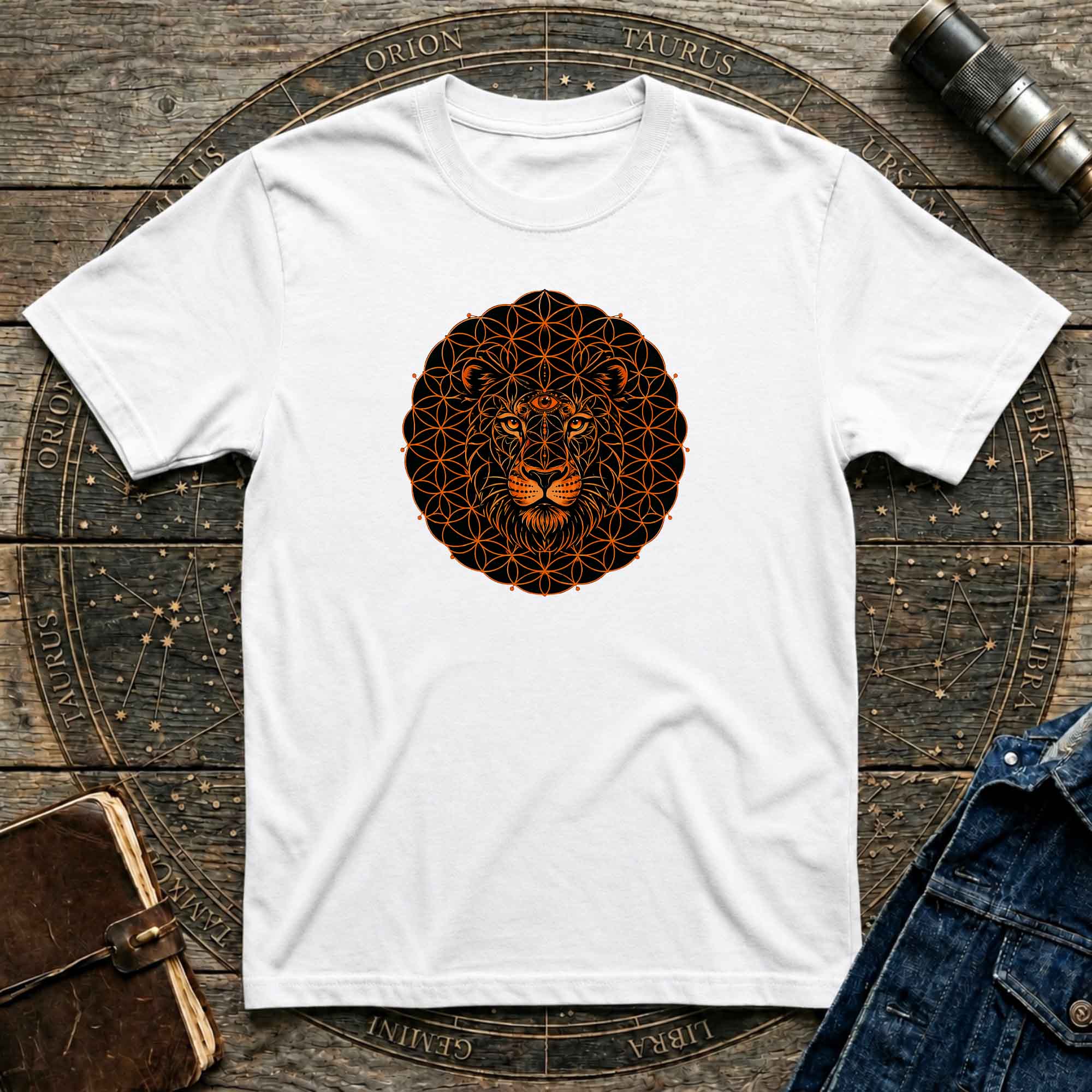 Lion Mandala T-Shirt — Geometric Floral Lion Graphic Tee