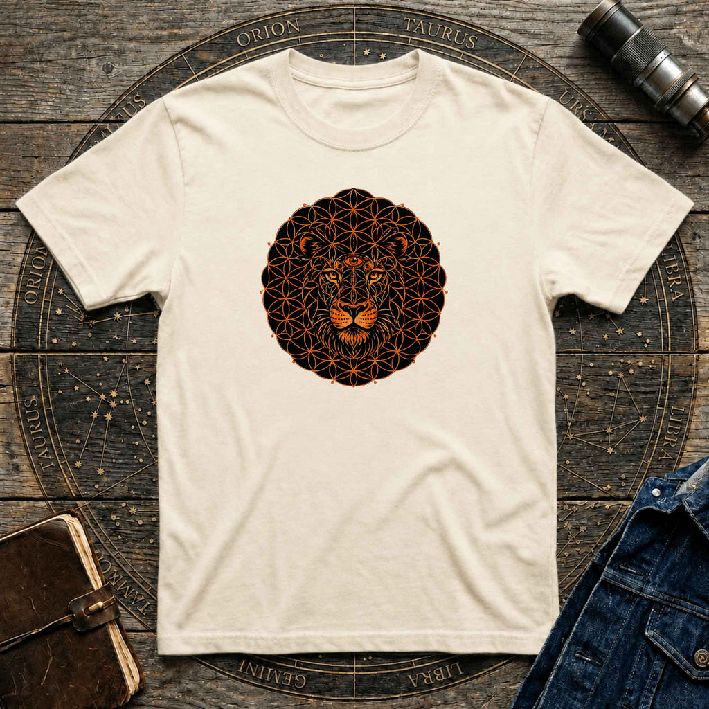 Lion Mandala T-Shirt — Geometric Floral Lion Graphic Tee