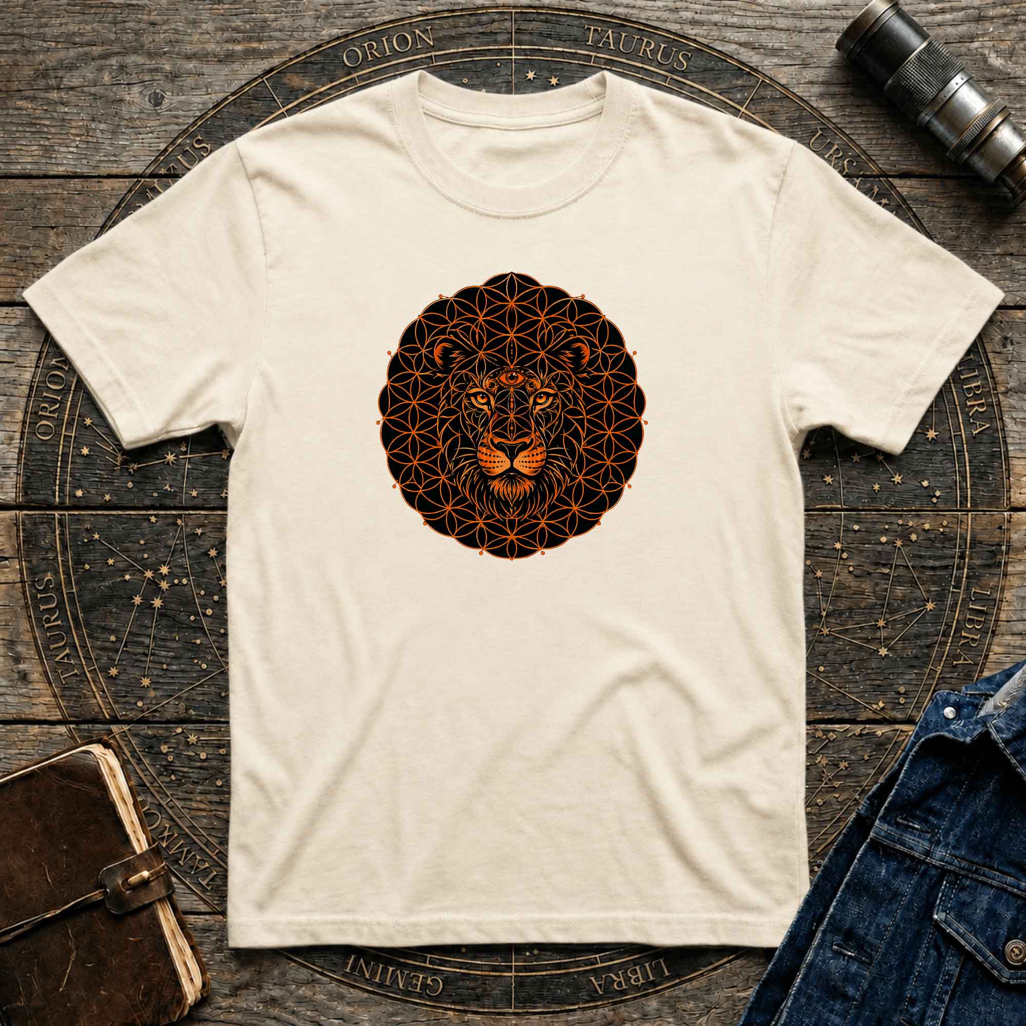 Lion Mandala T-Shirt — Geometric Floral Lion Graphic Tee