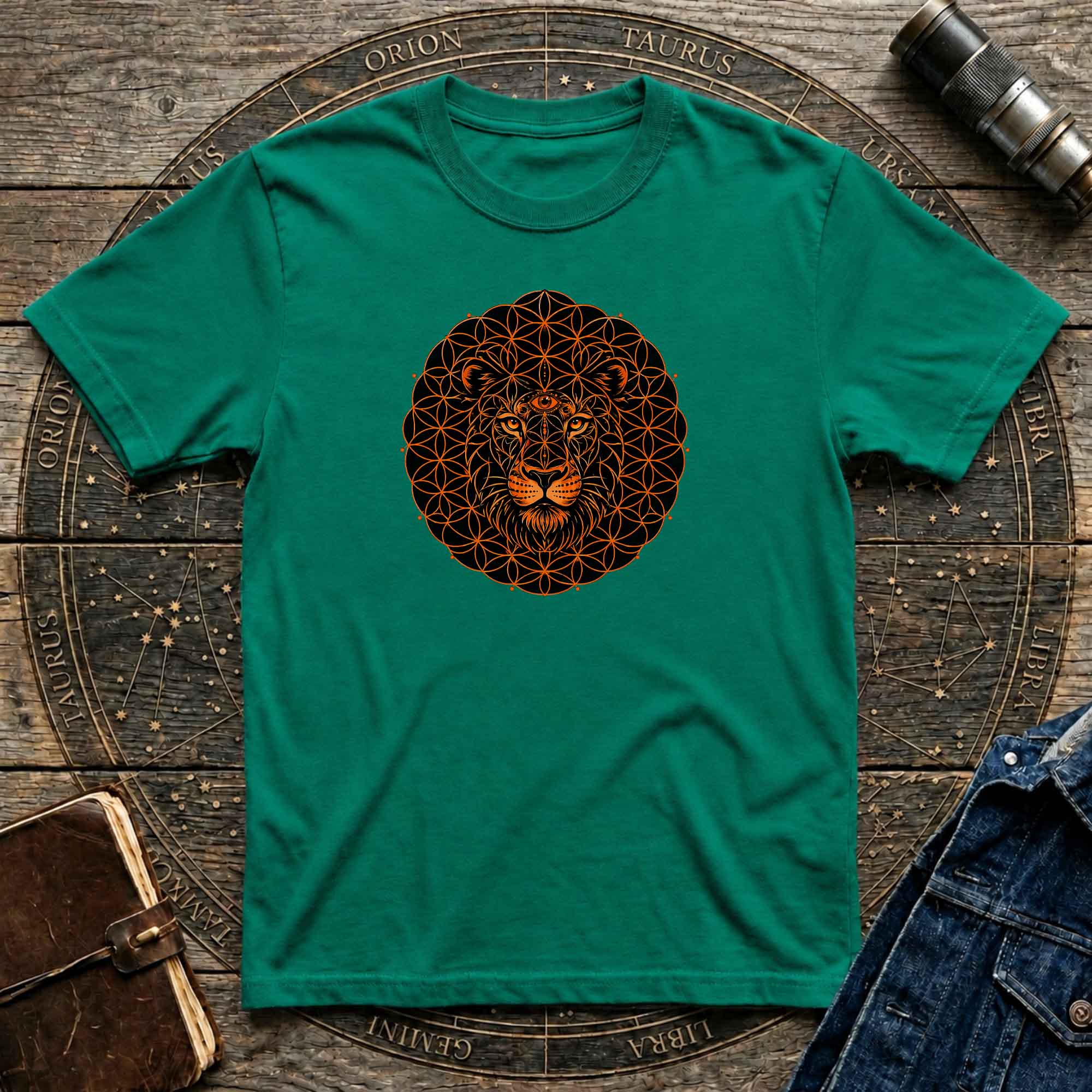 Lion Mandala T-Shirt — Geometric Floral Lion Graphic Tee