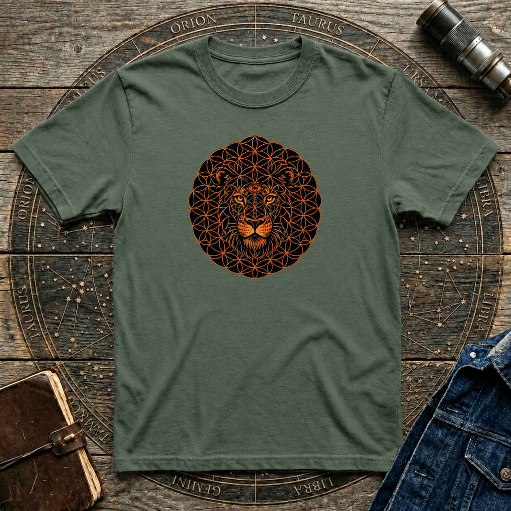Lion Mandala T-Shirt — Geometric Floral Lion Graphic Tee