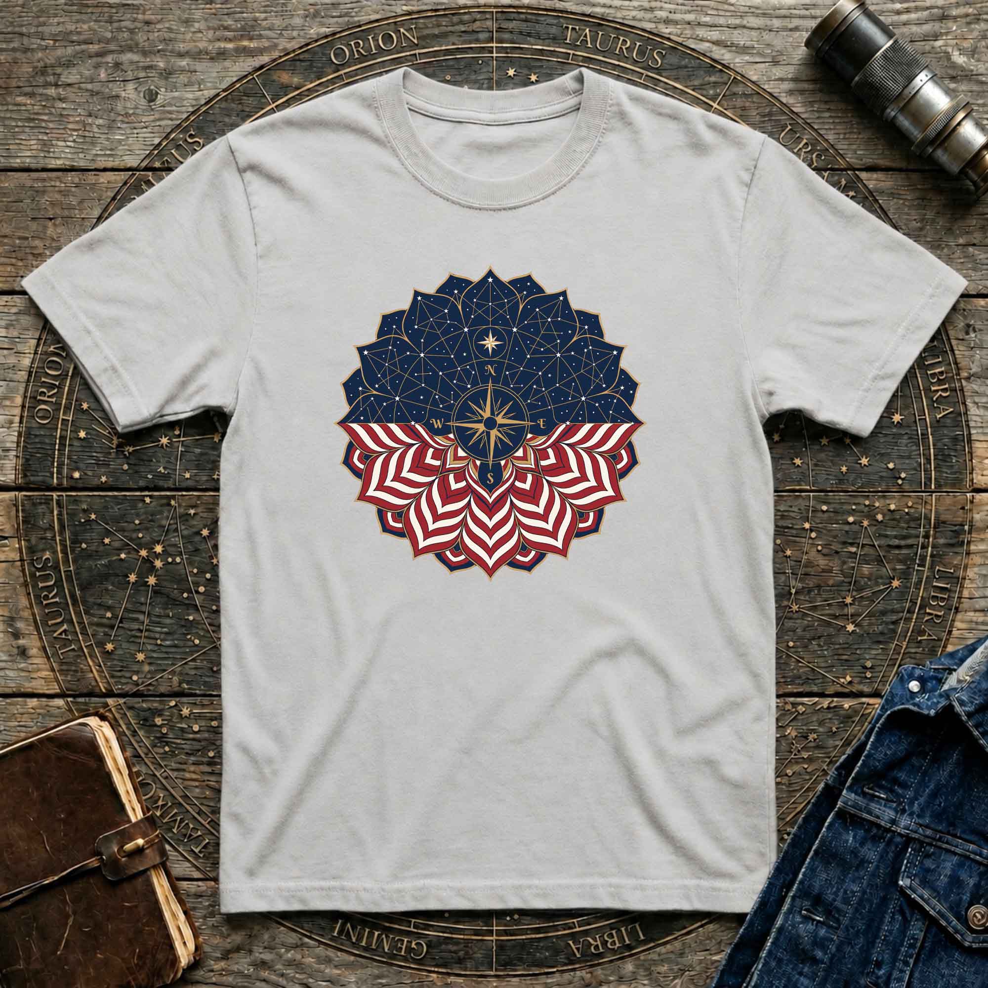 Patriotic USA Flag Mandala Graphic Tee