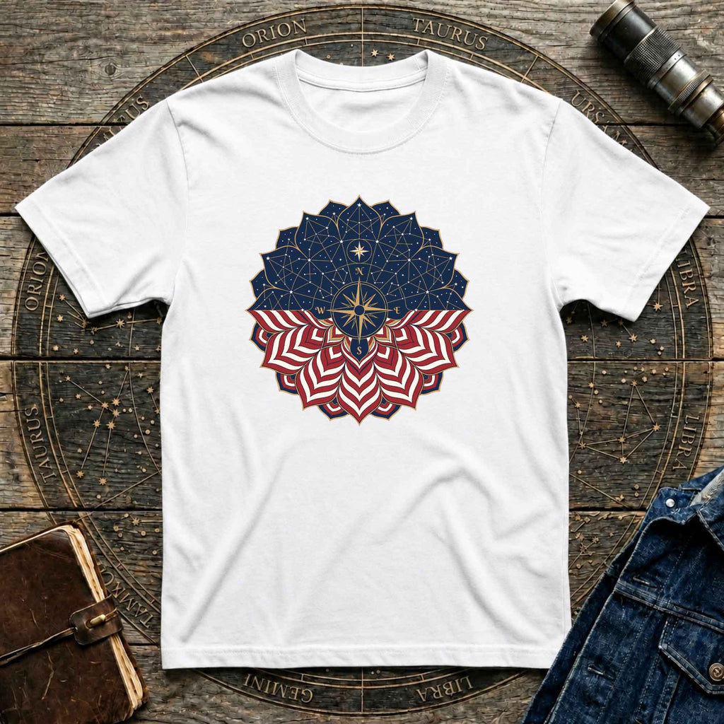 Patriotic USA Flag Mandala Graphic Tee