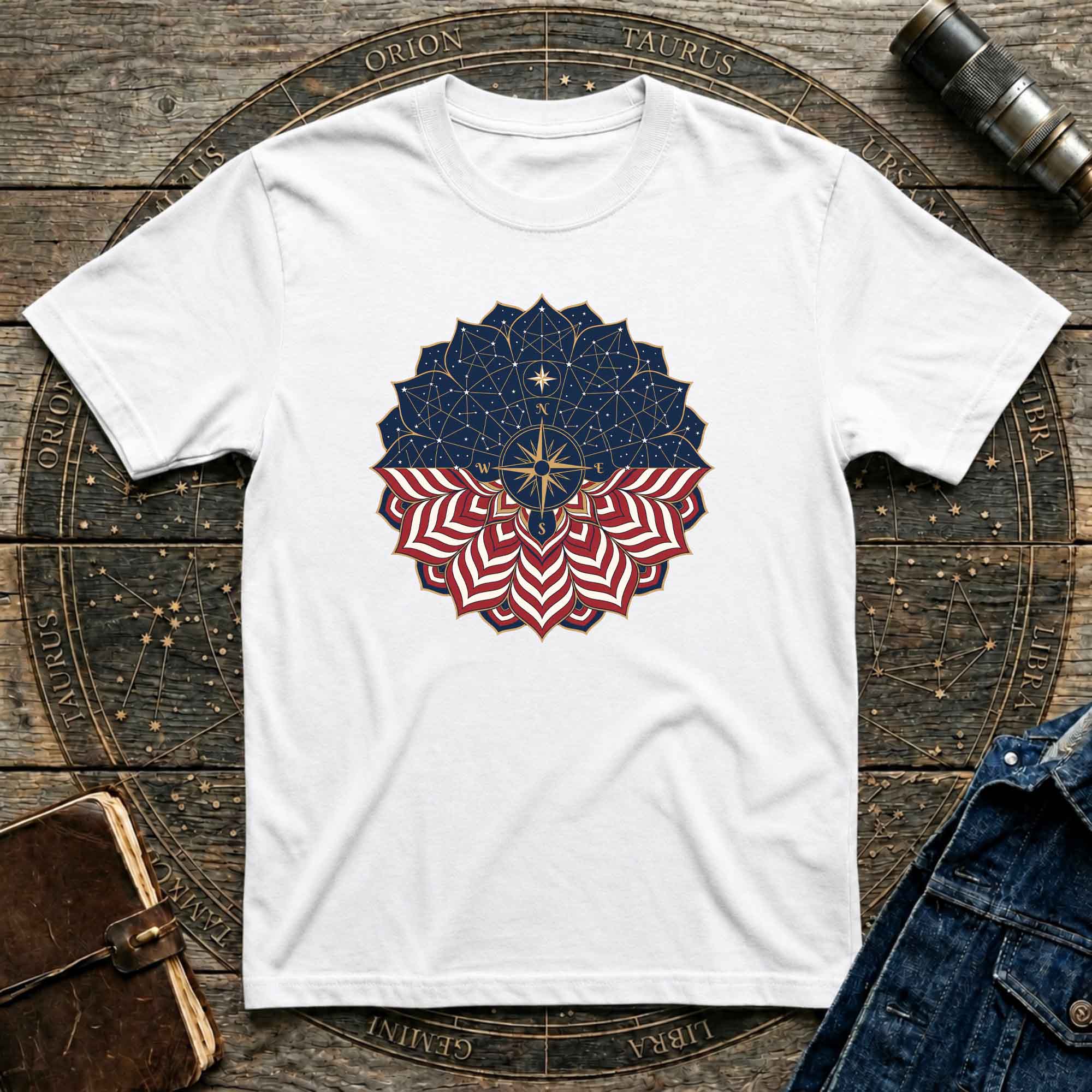 Patriotic USA Flag Mandala Graphic Tee