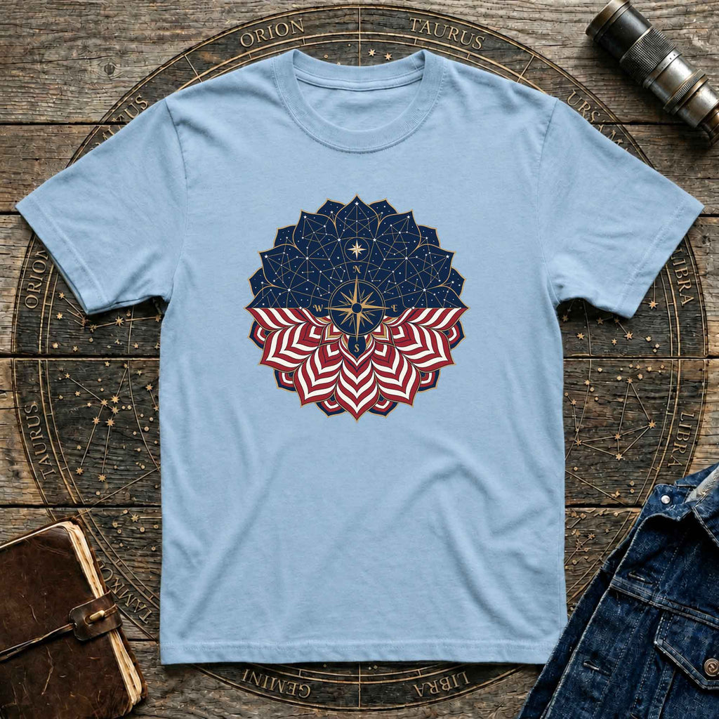 Patriotic USA Flag Mandala Graphic Tee