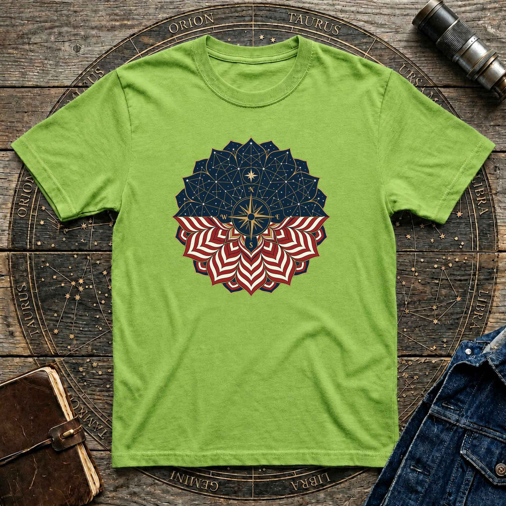 Patriotic USA Flag Mandala Graphic Tee