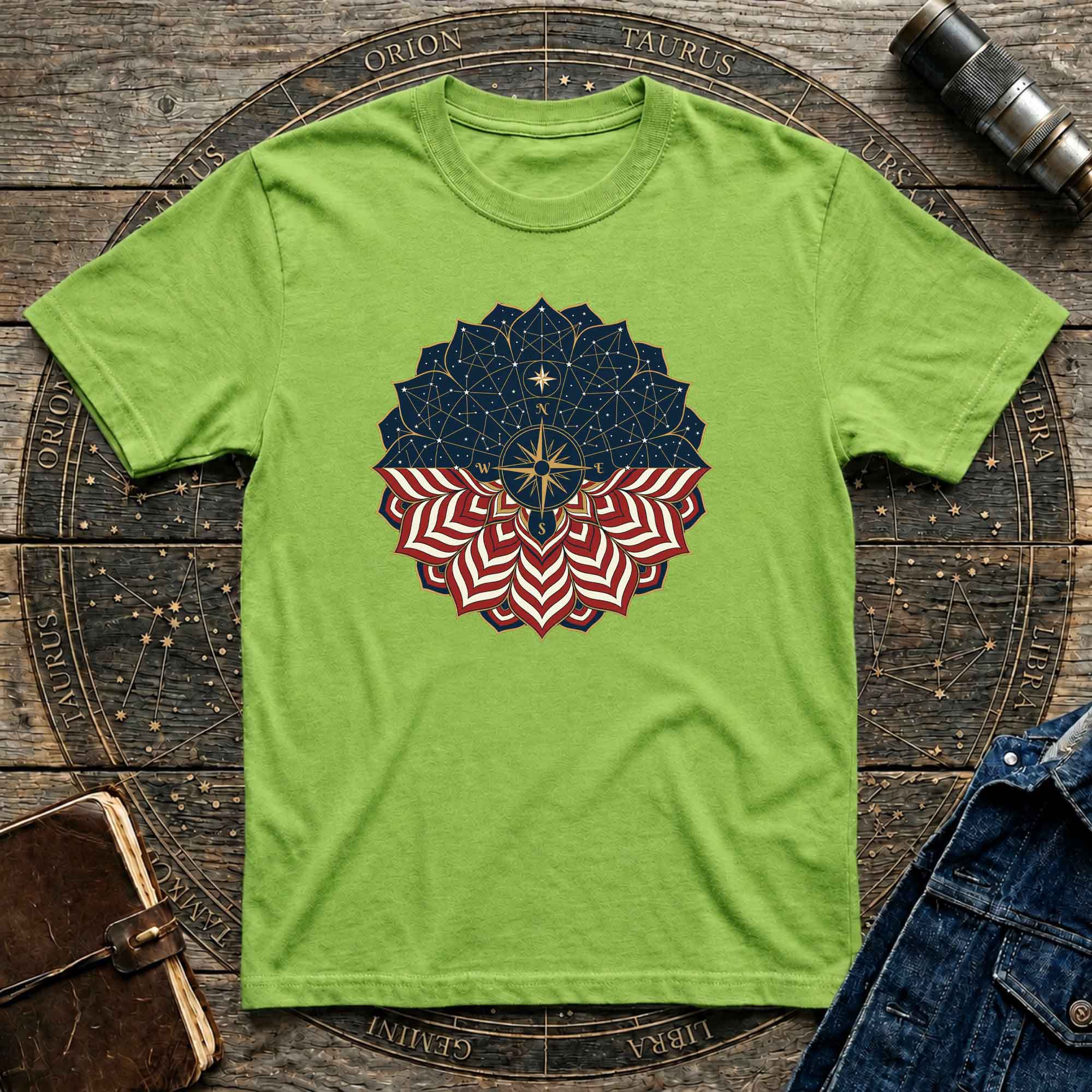 Patriotic USA Flag Mandala Graphic Tee