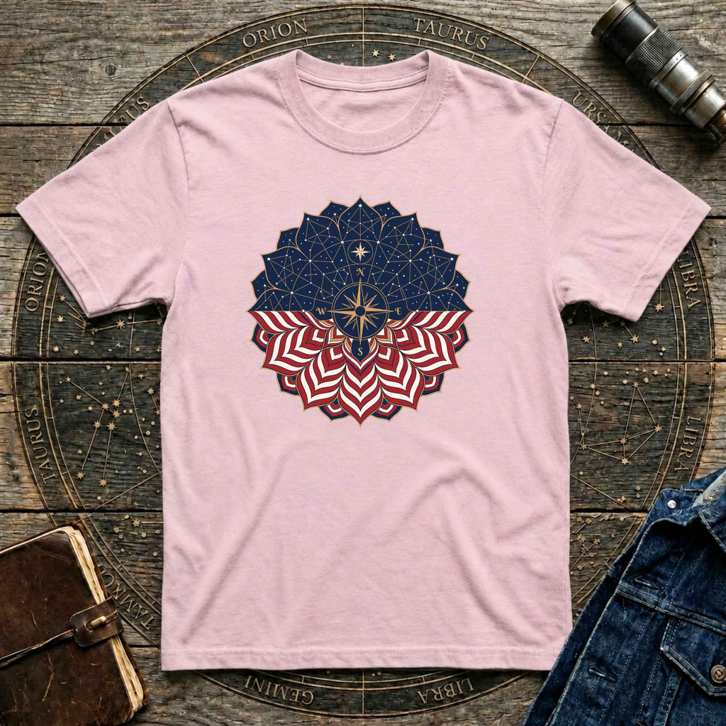 Patriotic USA Flag Mandala Graphic Tee