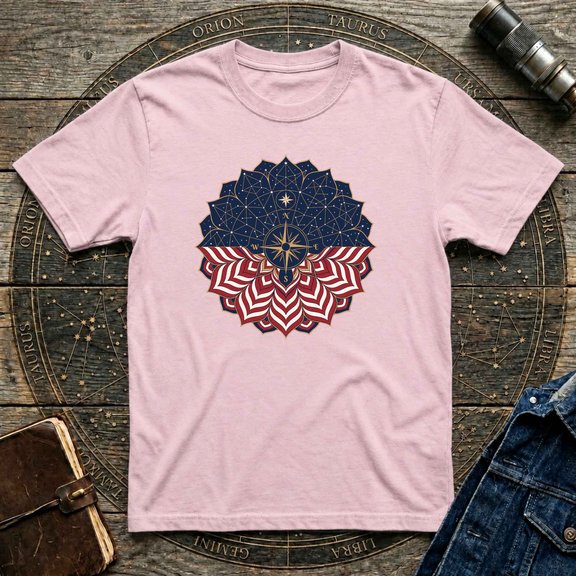 Patriotic USA Flag Mandala Graphic Tee