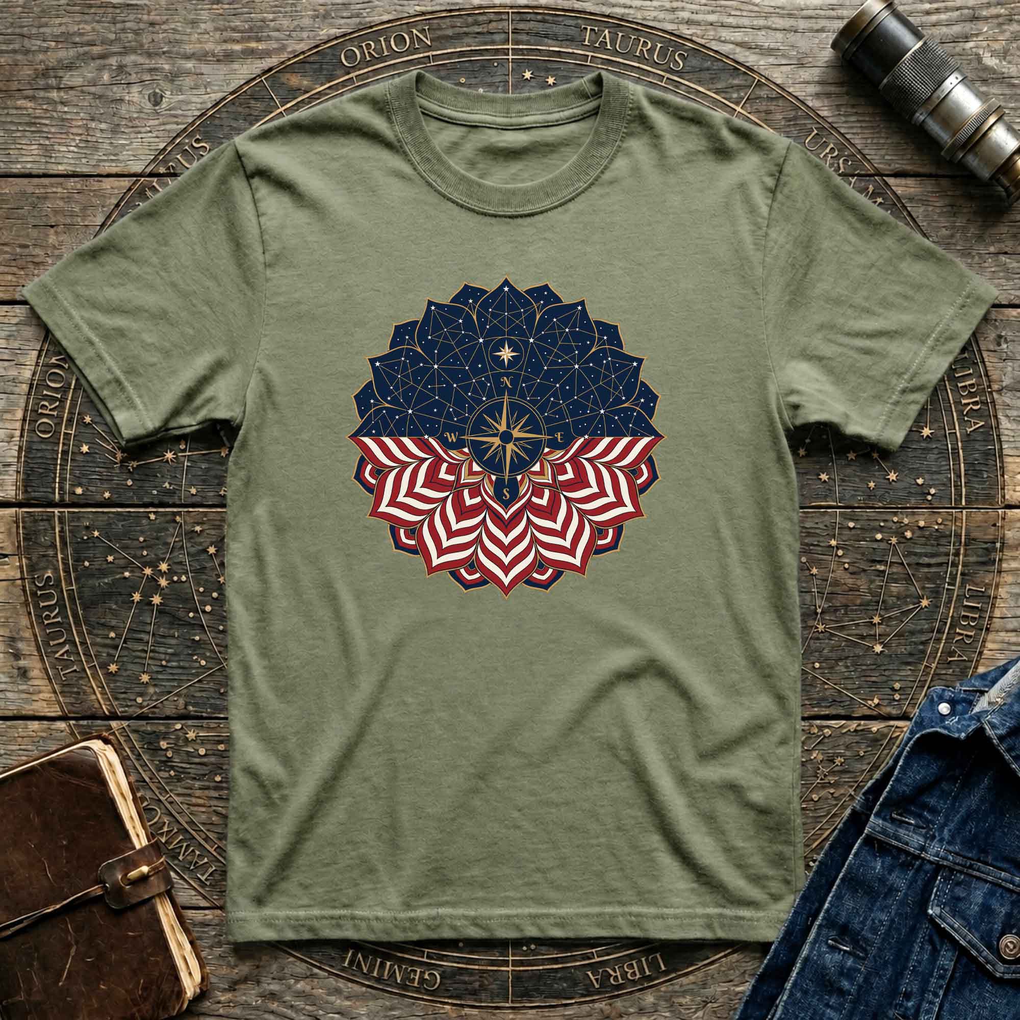 Patriotic USA Flag Mandala Graphic Tee