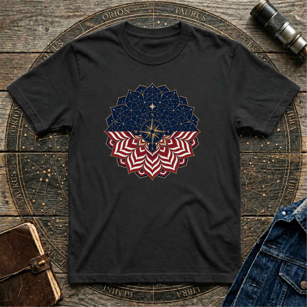 Patriotic USA Flag Mandala Graphic Tee