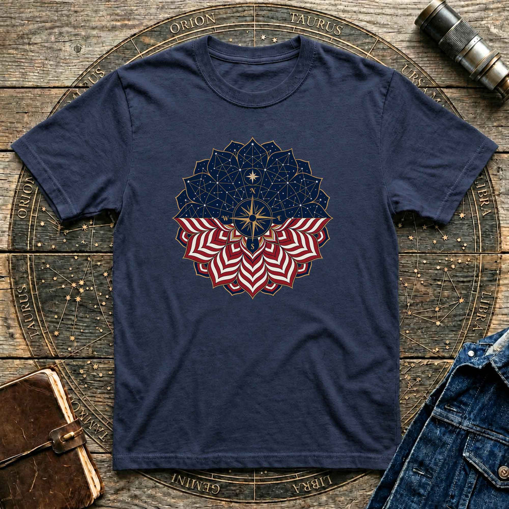 Patriotic USA Flag Mandala Graphic Tee