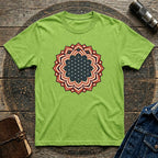 USA Flag Inspired Mandala Geometric Floral Tee