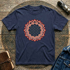 USA Flag Inspired Mandala Geometric Floral Tee