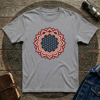 USA Flag Inspired Mandala Geometric Floral Tee