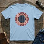 USA Flag Inspired Mandala Geometric Floral Tee