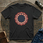 USA Flag Inspired Mandala Geometric Floral Tee