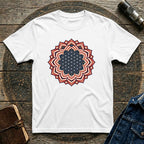 USA Flag Inspired Mandala Geometric Floral Tee