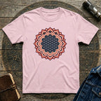 USA Flag Inspired Mandala Geometric Floral Tee