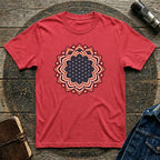 USA Flag Inspired Mandala Geometric Floral Tee