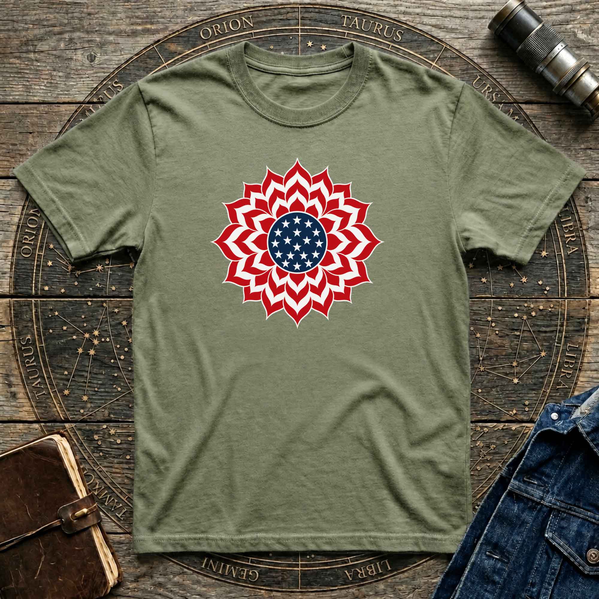 Patriotic USA T-Shirt Clean Mandala