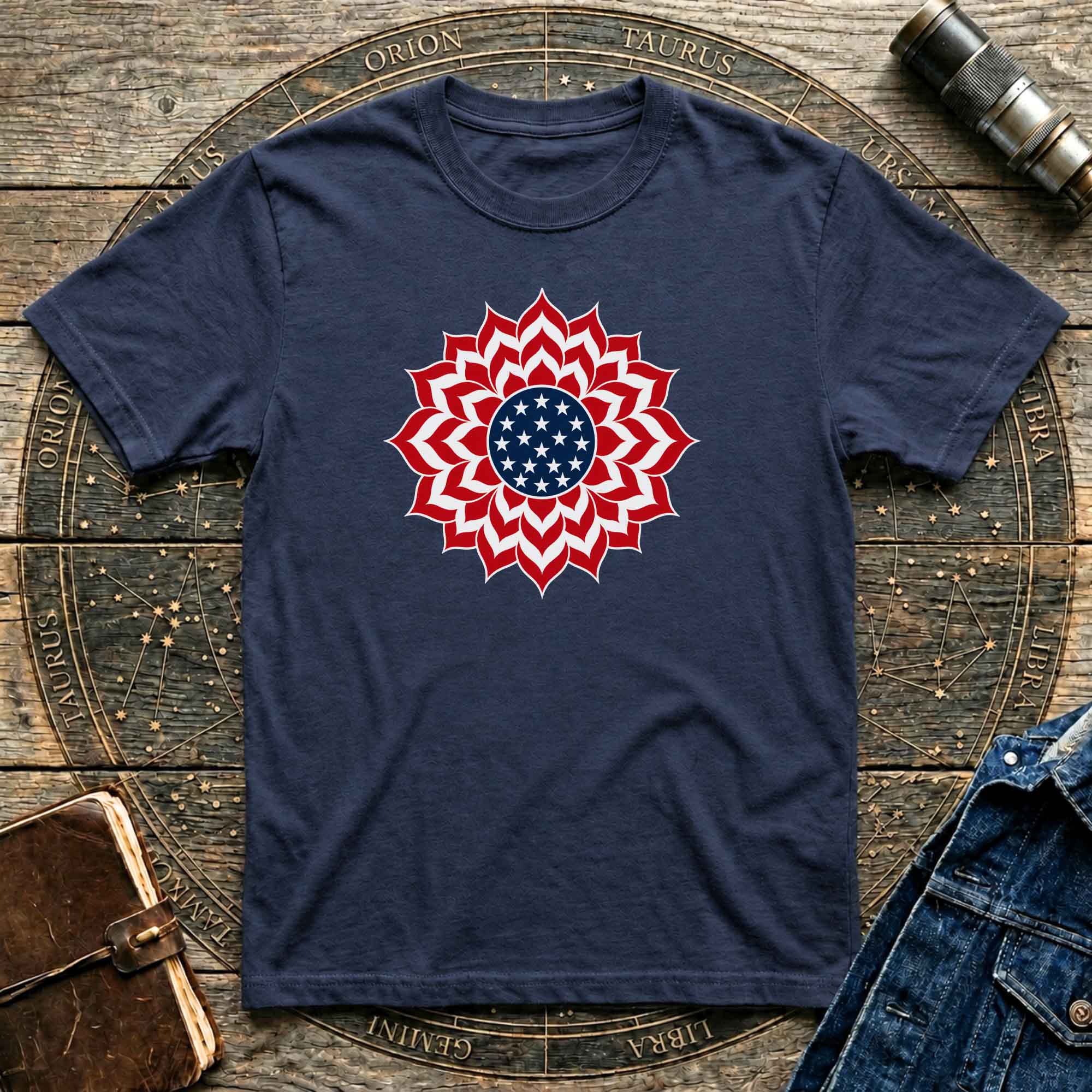Patriotic USA T-Shirt Clean Mandala