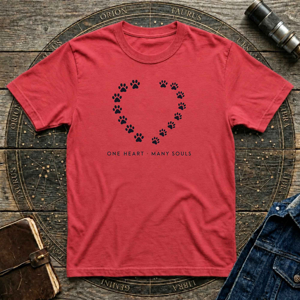 Paw Print Heart T-Shirt — "One Heart, Many Souls"