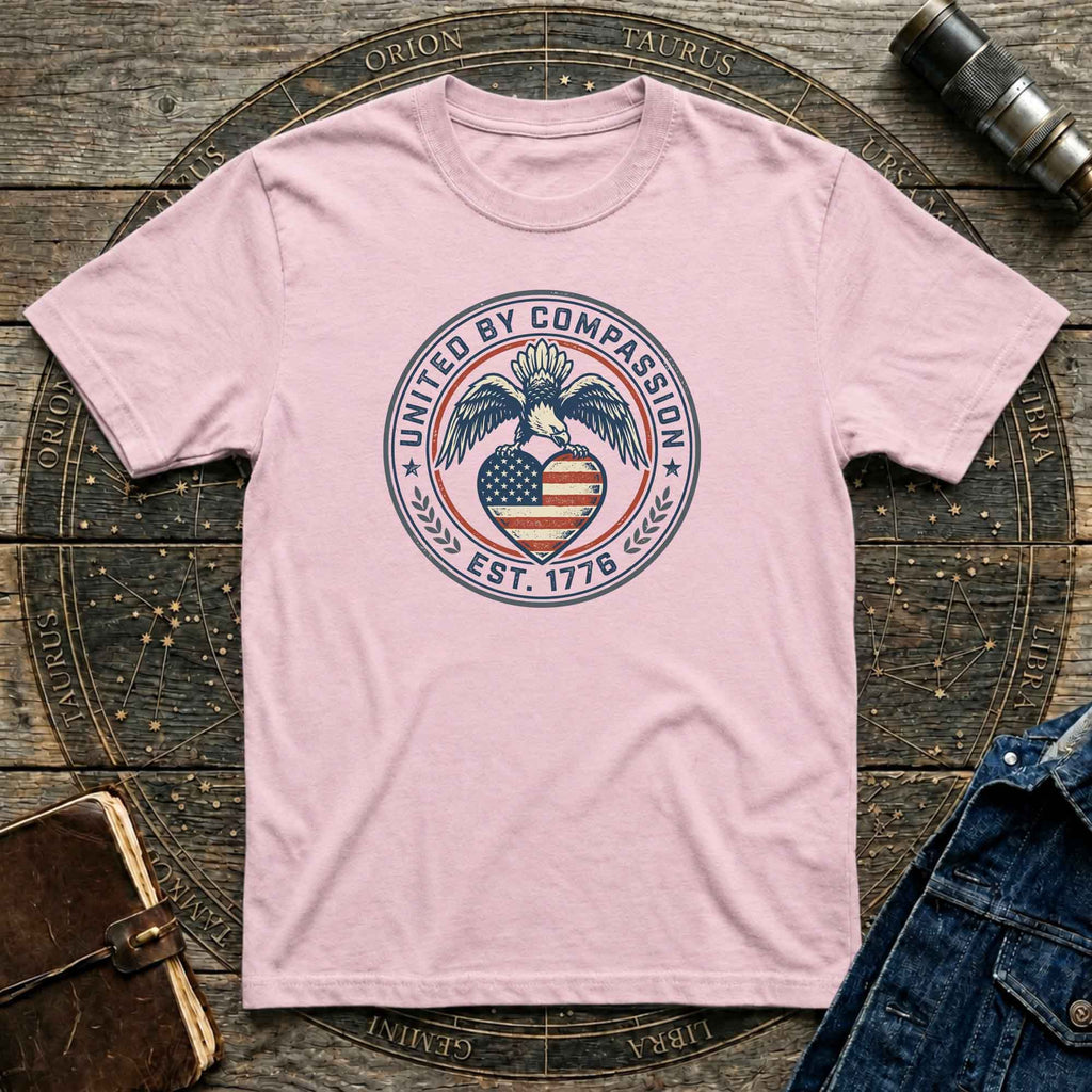 United by Compassion Eagle Tee — Patriotic American Flag Heart T-Shirt