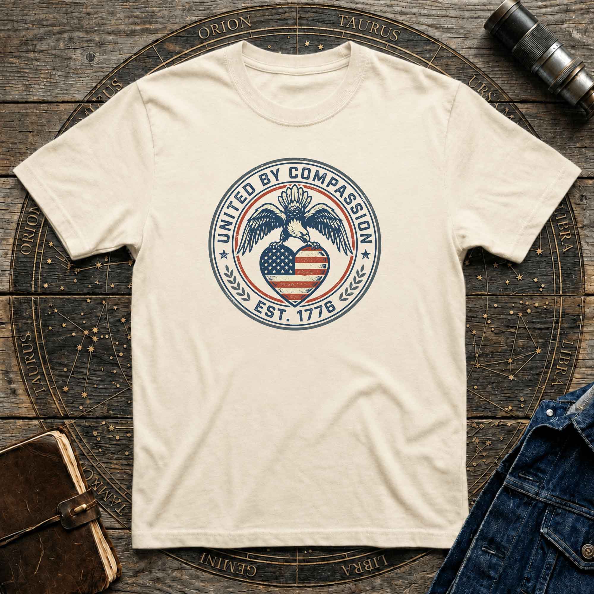 United by Compassion Eagle Tee — Patriotic American Flag Heart T-Shirt