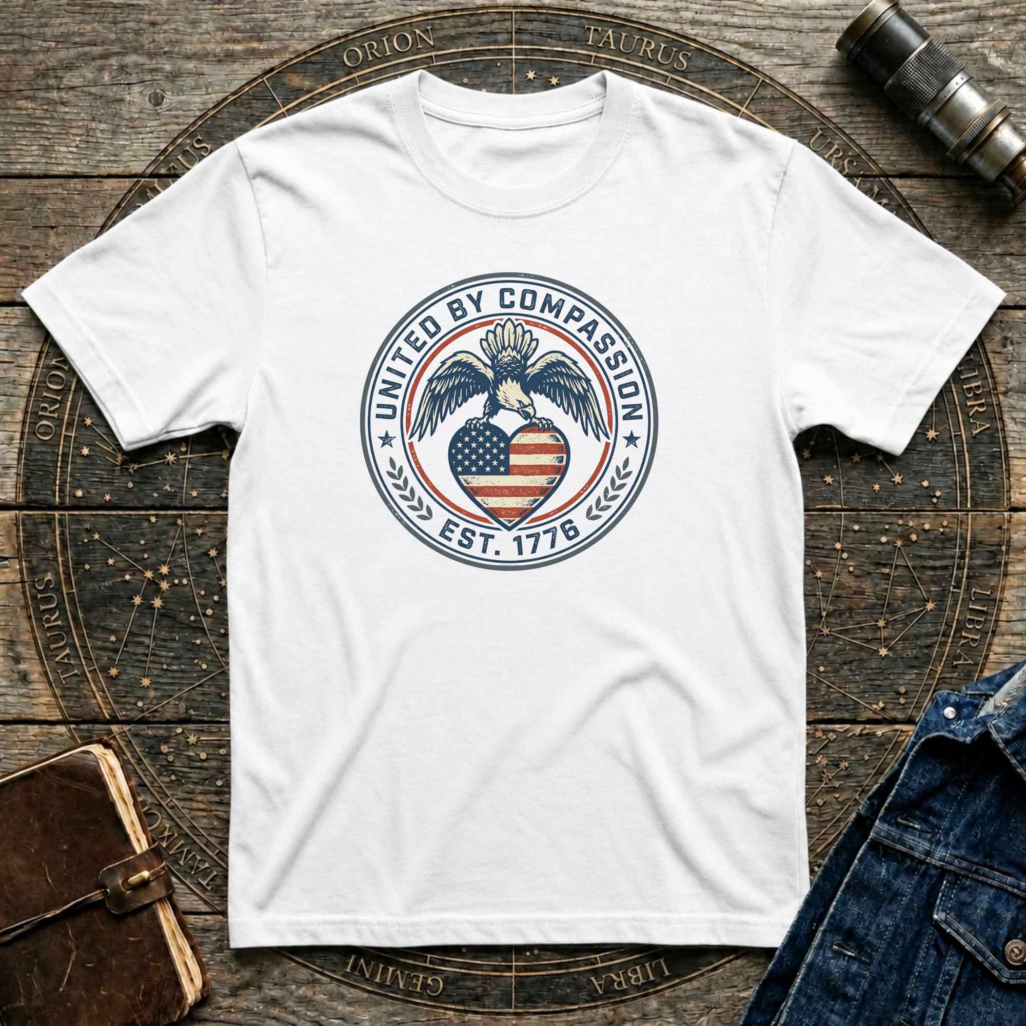United by Compassion Eagle Tee — Patriotic American Flag Heart T-Shirt