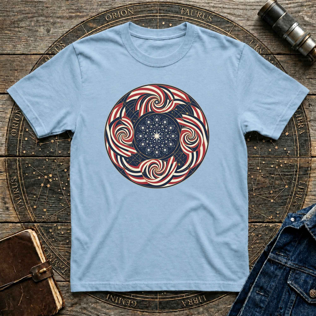 Patriotic USA Flag inspired Sacred Geometry Tee
