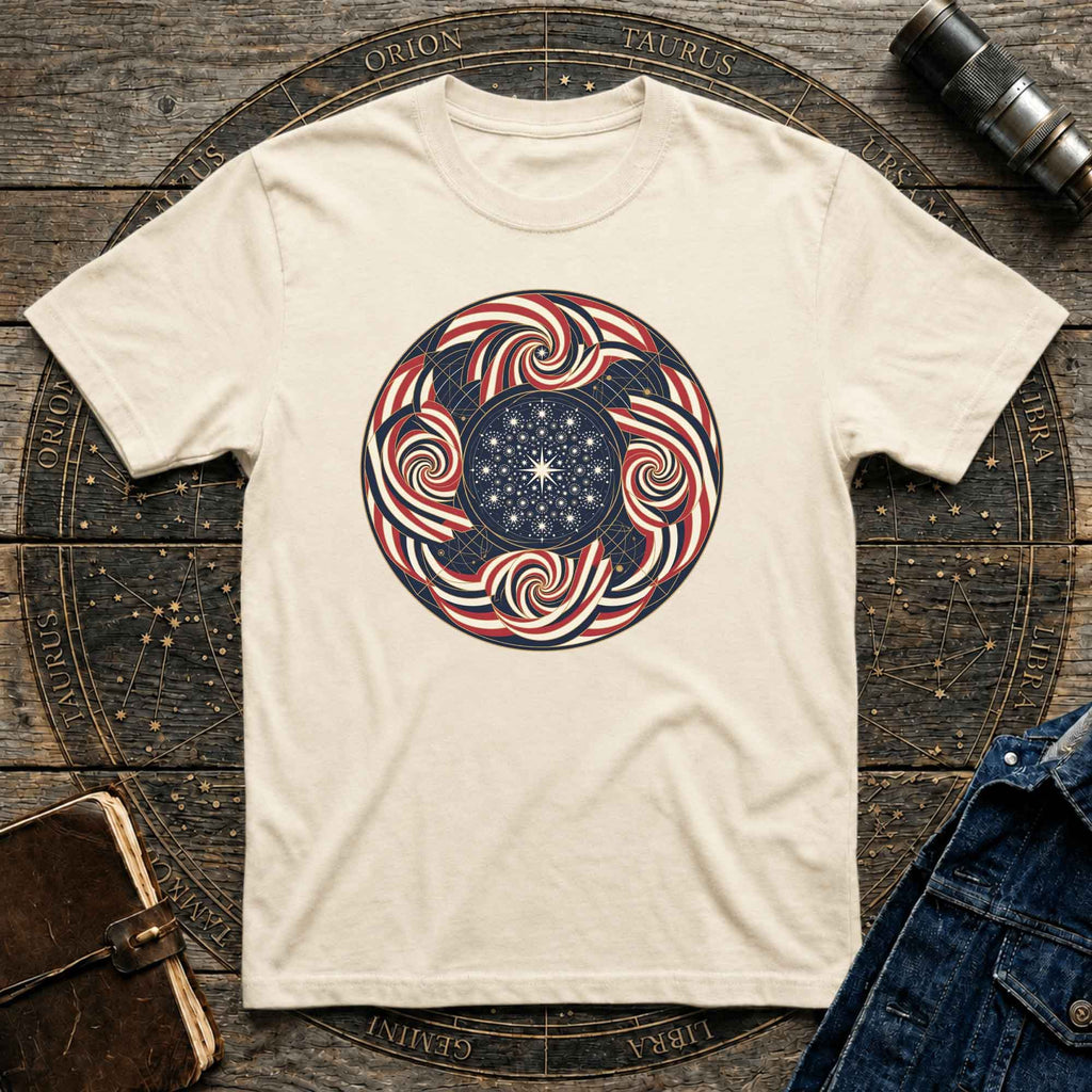 Patriotic USA Flag inspired Sacred Geometry Tee