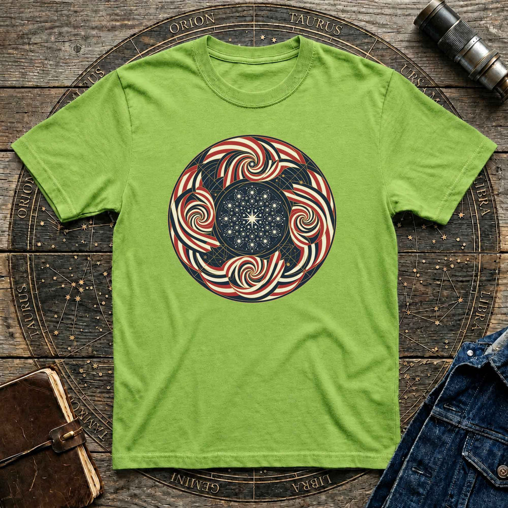 Patriotic USA Flag inspired Sacred Geometry Tee