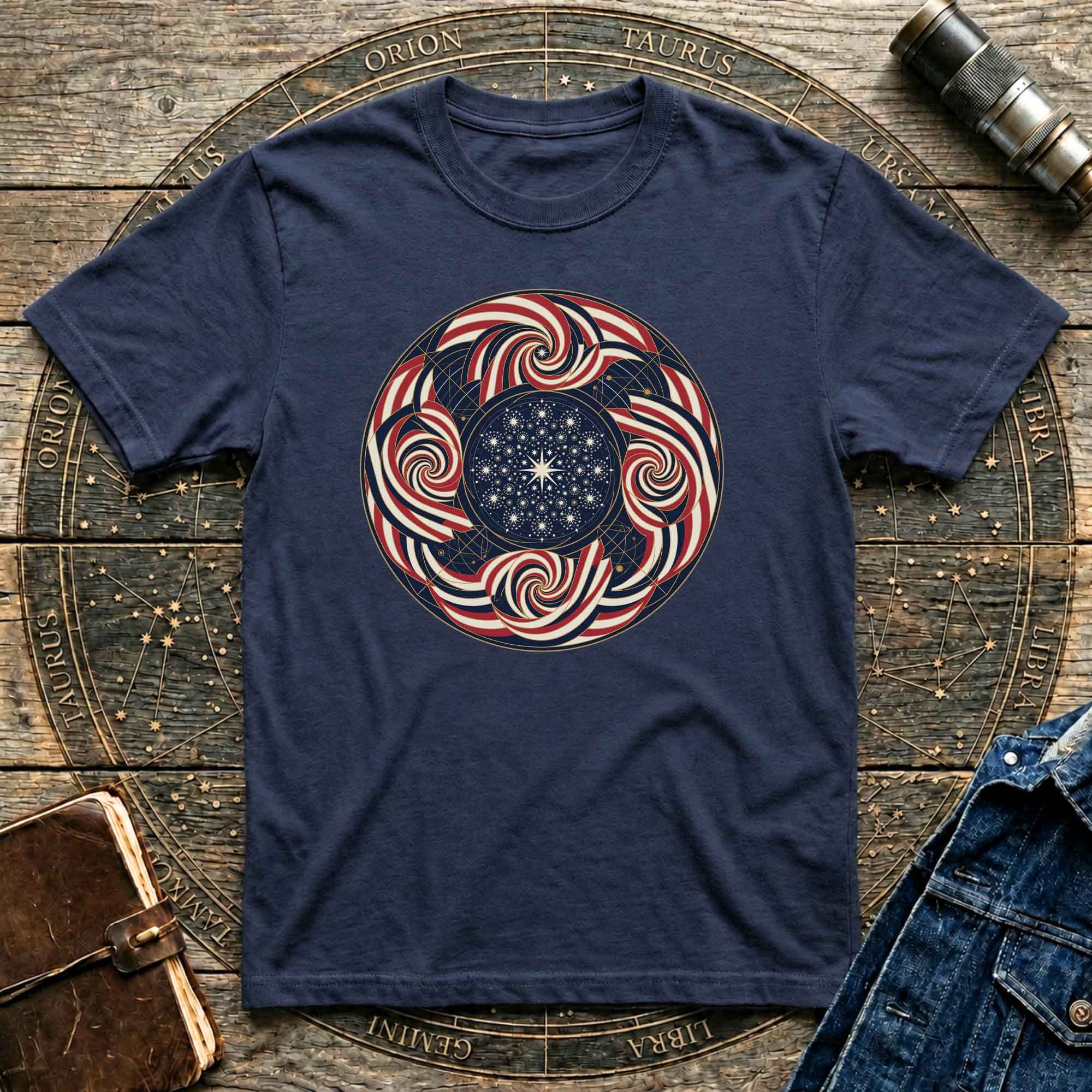 Patriotic USA Flag inspired Sacred Geometry Tee