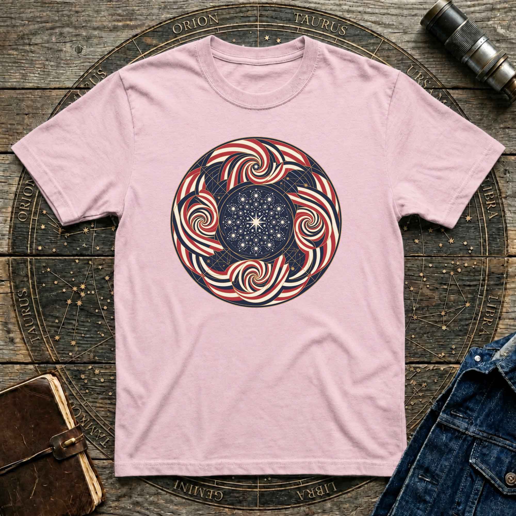 Patriotic USA Flag inspired Sacred Geometry Tee